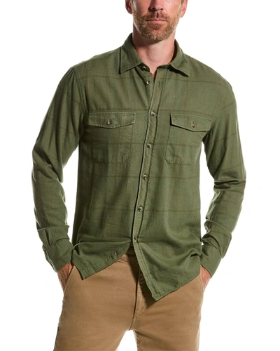 Dnu 7fam 7 For All Mankind Over-dye Check Wool-blend Shirt In Green