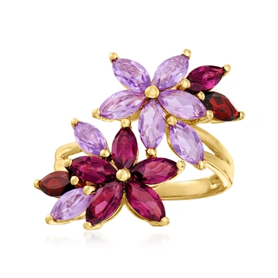 Ross-simons Rhodolite Garnet, Amethyst And . Garnet Flower Ring In 18kt Gold Over Sterling In Multi