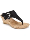 White Mountain All Good Womens Canvas Striped Wedges In Black