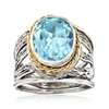 Ross-simons Blue Topaz Openwork Ring In Sterling Silver And 14kt Yellow Gold In Multi
