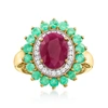 Ross-simons Ruby Ring With Emeralds And . Diamonds In 14kt Yellow Gold In Red