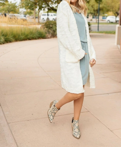 Cozy Casual The Cozy Cardigan In Ivory In Blue