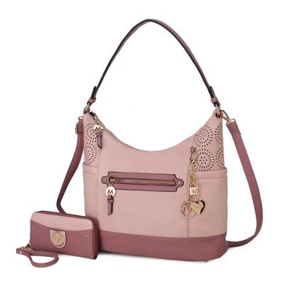 Mkf Collection By Mia K Charlotte Shoulder Handbag With Matching Wallet In Pink