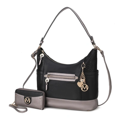 Mkf Collection By Mia K Charlotte Shoulder Handbag With Matching Wallet In Black