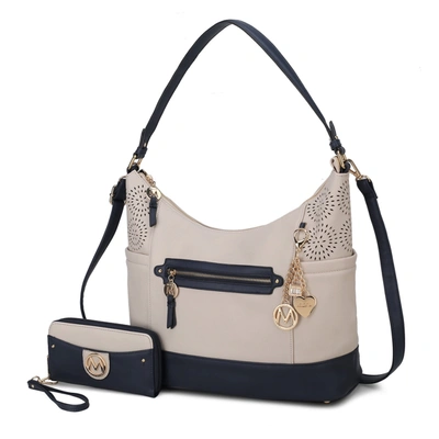 Mkf Collection By Mia K Charlotte Shoulder Handbag With Matching Wallet In Blue