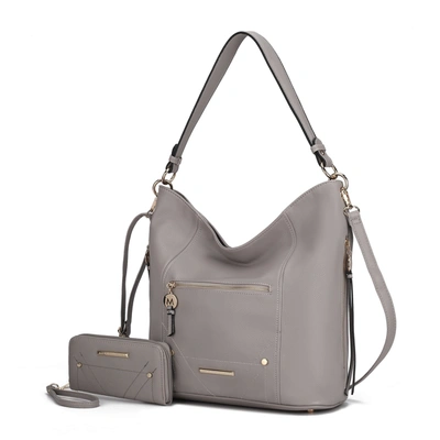 Mkf Collection By Mia K Jordina Shoulder Handbag With Matching Wallet In Grey