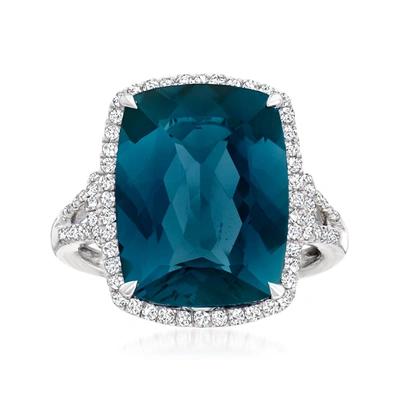 Ross-simons London Blue Topaz And . Diamond Ring In 14kt White Gold