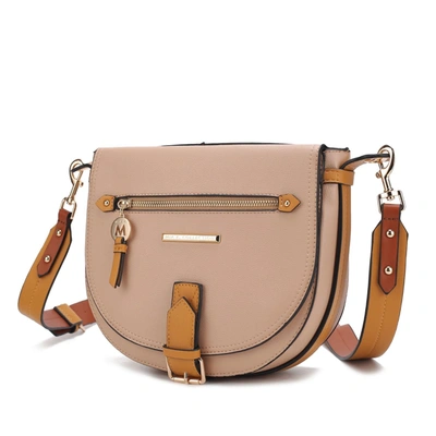 Mkf Collection By Mia K Drew Vegan Leather Color Block Women's Shoulder Handbag In Beige