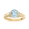 Ross-simons Aquamarine Ring With Diamond Accents In 14kt Yellow Gold In Gold