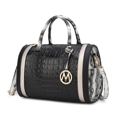 Mkf Collection By Mia K Eleanor Faux Crocodile-embossed Vegan Leather Women's Satchel In Black