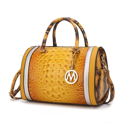 Mkf Collection By Mia K Eleanor Faux Crocodile-embossed Vegan Leather Women's Satchel In Yellow