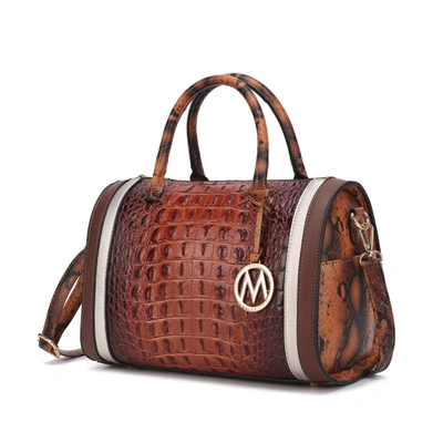 Mkf Collection By Mia K Eleanor Faux Crocodile-embossed Vegan Leather Women's Satchel In Brown