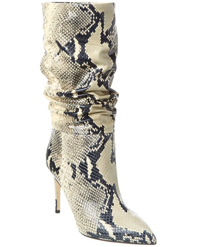 Paris Texas Slouchy Snake-embossed Leather Boot In White