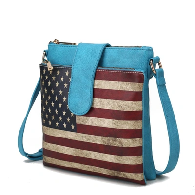 Mkf Collection By Mia K Josephine Vegan Leather Women's Flag Crossbody Bag In Blue