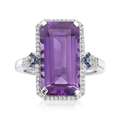 Ross-simons Amethyst, . Sapphire And . Diamond Ring In 14kt White Gold In Purple