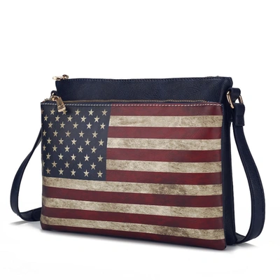 Mkf Collection By Mia K Madeline Printed Flag Vegan Leather Women's Crossbody Bag In Multi