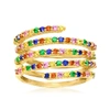 Ross-simons Multicolored Sapphire And . Tsavorite Wrap Ring In 18kt Gold Over Sterling