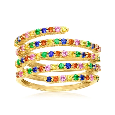 Ross-simons Multicolored Sapphire And . Tsavorite Wrap Ring In 18kt Gold Over Sterling