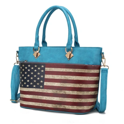 Mkf Collection By Mia K Lilian Vegan Leather Women's Flag Tote Bag In Blue