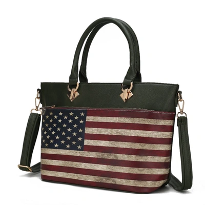 Mkf Collection By Mia K Lilian Vegan Leather Women's Flag Tote Bag In Green