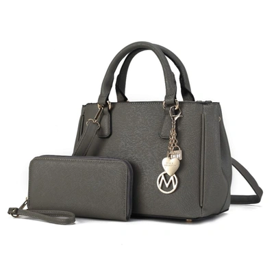 Mkf Collection By Mia K Ruth Vegan Leather Women's Satchel Bag With Wallet - 2 Pieces In Grey