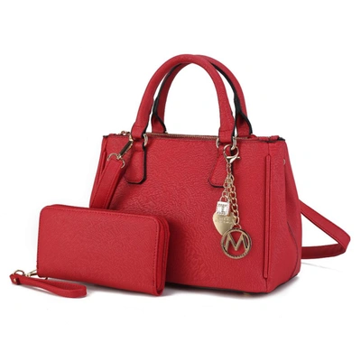 Mkf Collection By Mia K Ruth Vegan Leather Women's Satchel Bag With Wallet - 2 Pieces In Red