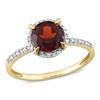 Mimi & Max Garnet Halo Ring With Diamonds In 10k Yellow Gold In Red