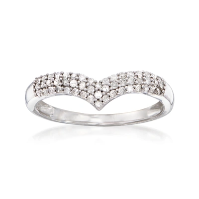 Ross-simons Diamond Chevron Ring In Sterling Silver