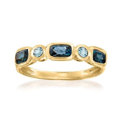 Ross-simons London And Sky Blue Topaz Ring In 14kt Yellow Gold