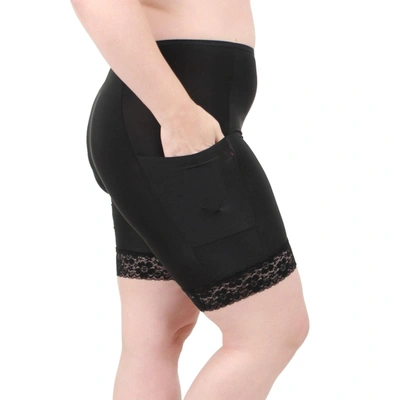 Undersummers By Carrierae Moisture Wicking Shortlette Slipshort With Pockets 7" In Black