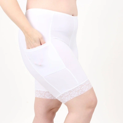 Undersummers By Carrierae Moisture Wicking Shortlette Slipshort With Pockets 7" In White