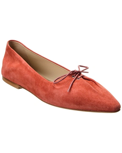 Theory Pleated Suede Ballet Flat In Red