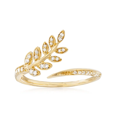 Ross-simons Diamond Leaf Bypass Ring In 14kt Yellow Gold