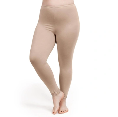 Undersummers By Carrierae Lux Cotton Long Underwear Legging 28" In Beige