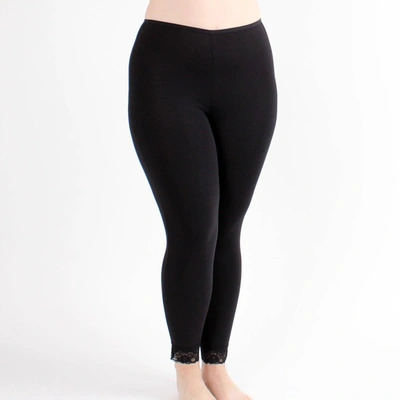 Undersummers By Carrierae Lux Cotton Long Underwear Legging 28" In Black