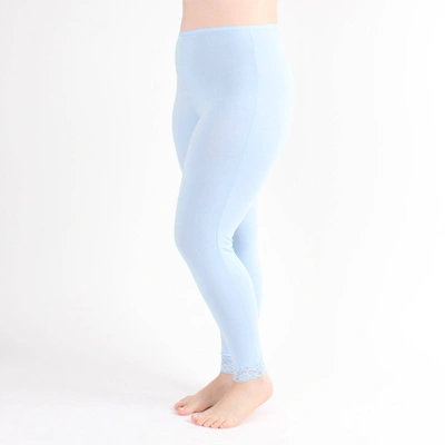 Undersummers By Carrierae Lux Cotton Long Underwear Legging 28" In Blue