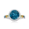 Ross-simons London Blue Topaz And Multi-gem Halo Ring In Sterling Silver