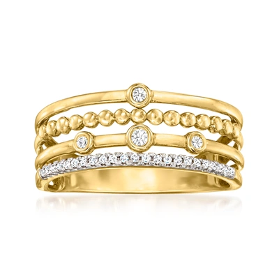 Ross-simons Bezel-set Diamond Multi-row Ring In 14kt Yellow Gold In Silver