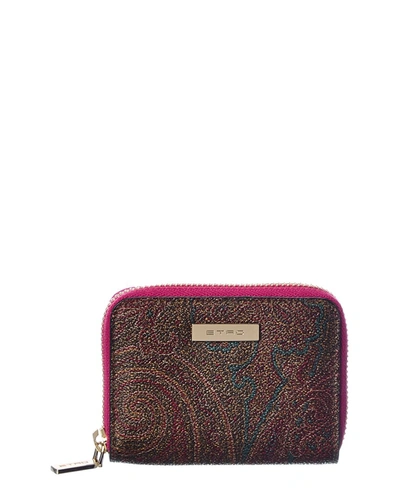 Etro Coated Canvas Coin Purse In Gold