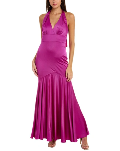Theia Celeste A-line Halter Gown In Pink