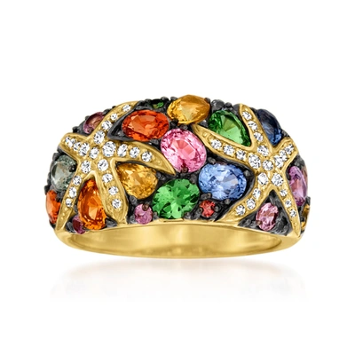 Ross-simons 3.50- Multicolored Sapphire And . Diamond Starfish Ring In 14kt Gold