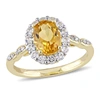 MIMI & MAX 1 4/5 CT TGW OVAL SHAPE CITRINE, WHITE TOPAZ AND DIAMOND ACCENT VINTAGE RING IN 14K YELLOW GOLD