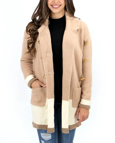 Grace & Lace Bristol Sweater Coat In Camel/ivory In Brown