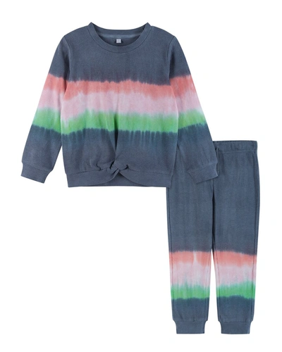 Andy & Evan Kids' Girl's Tie Dye Ribbed Knit Two-piece Set In Grey