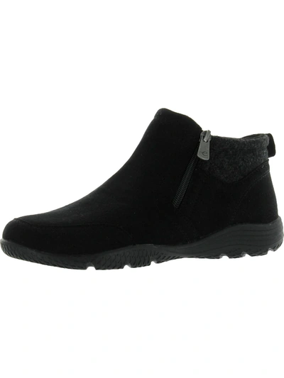 Easy Spirit Balsim2 Womens Faux Suede Flat Ankle Boots In Black