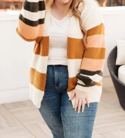Cozy Casual Meet Me For Coffee Cardigan In Multi In White
