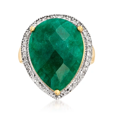 Ross-simons Emerald And . White Topaz Ring In 18kt Gold Over Sterling In Green