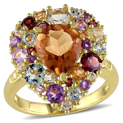 Mimi & Max 4 4/5 Ct Tgw Multi Gemstone And Diamond Pear-shape Cocktail Ring In Yellow Plated Sterling Silver In Purple