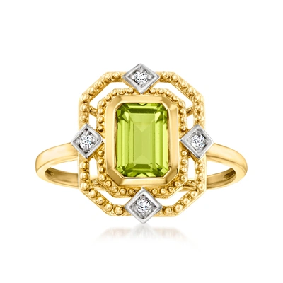 Ross-simons Peridot Ring With Diamond Accents In 14kt Yellow Gold In Green
