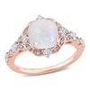 MIMI & MAX 4/5 CT TGW OPAL WHITE SAPPHIRE AND DIAMOND ACCENT VINTAGE STYLE RING IN 10K ROSE GOLD